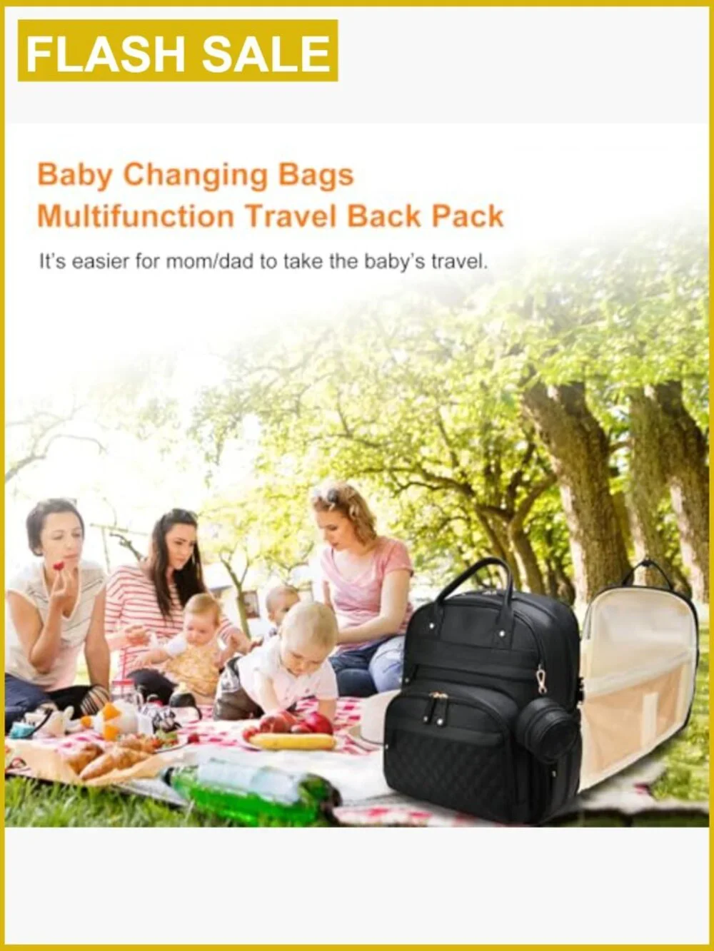 Diaper Bag Backpack with Changing Station, Waterproof Large Capacity, USB